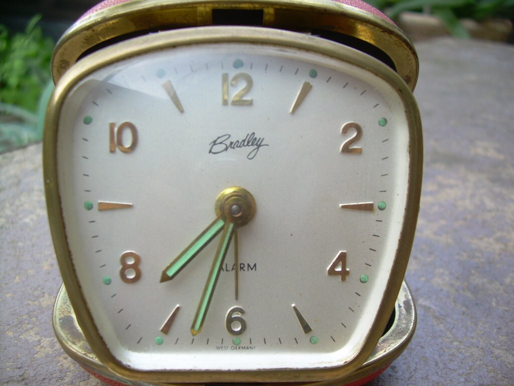 Vintage Bradley travel Clock with Alarm West Germany in red