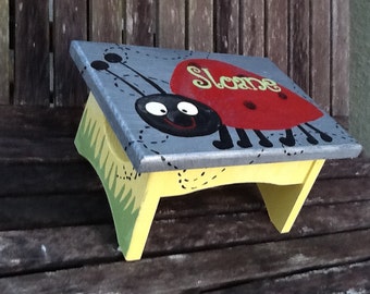 Lady Bug foot stool, monogrammed, personalized