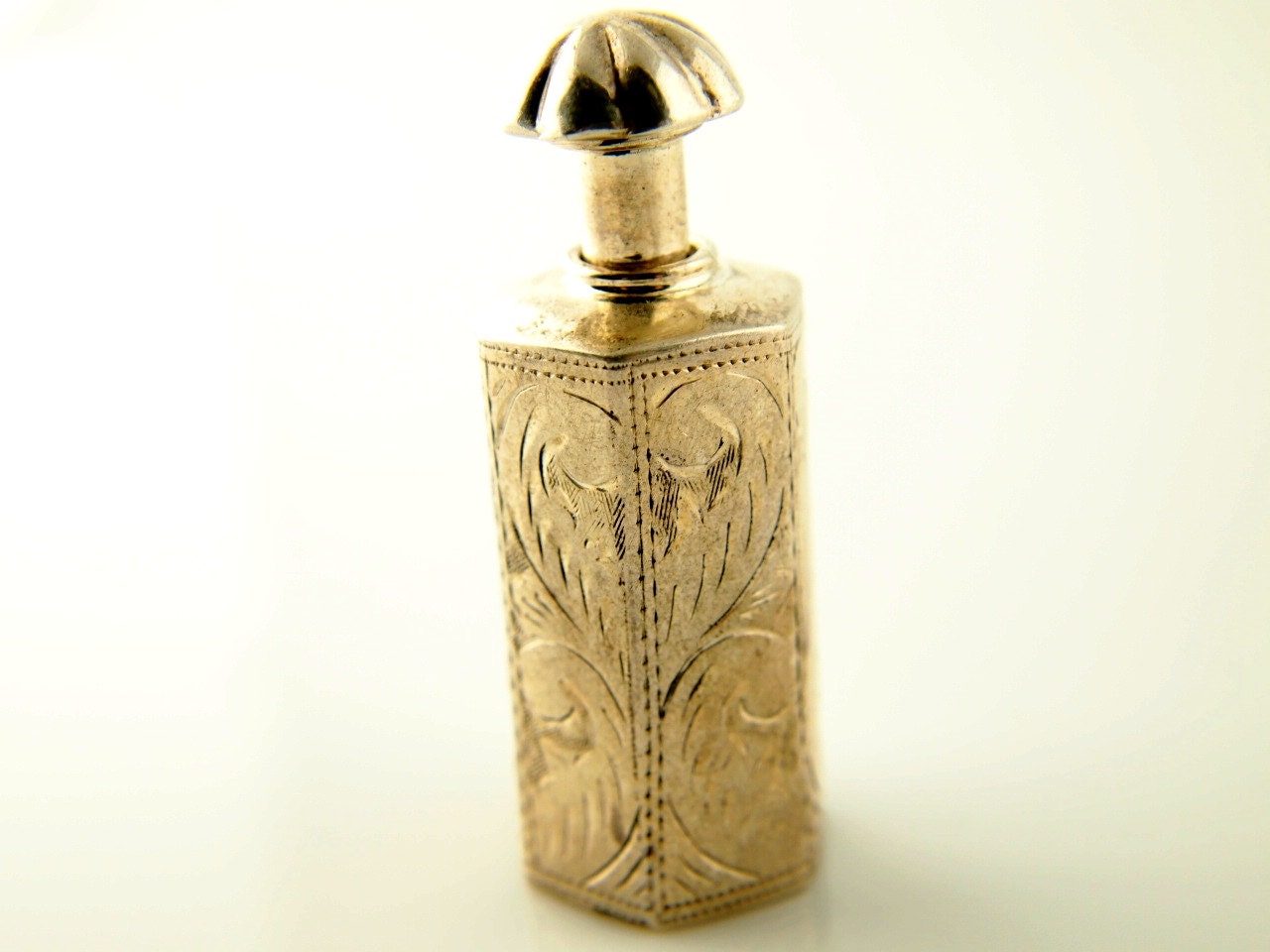 Engraved Perfume Bottle Sterling Silver Vintage by VintageParis