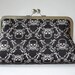 LAST Sparkly Skulls Clutch Bag Rockabilly Kisslock Purse Goth Bridesmaid Gift by Lolis Creations