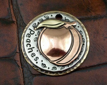 Custom Dog ID Tag Peach-Personalized Dog Collar Tag-Pet ID Tag-Peach Dog ID Tag