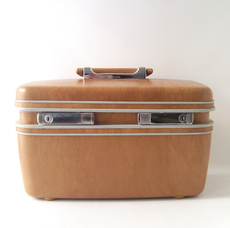 vintage samsonite train case with key and tray luggage brown