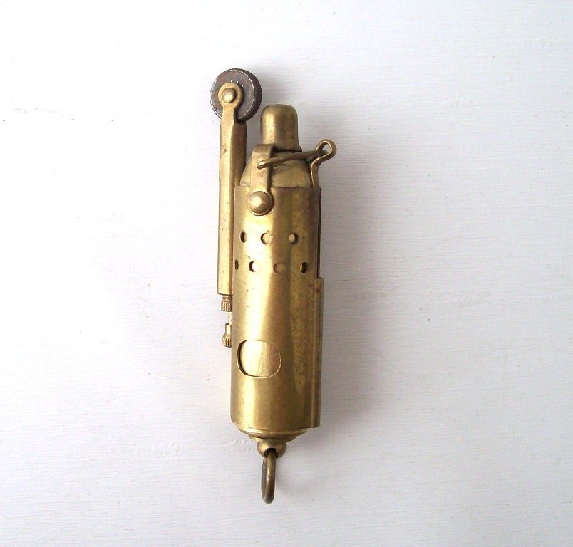 vintage brass trench lighter wind proof military army men mid