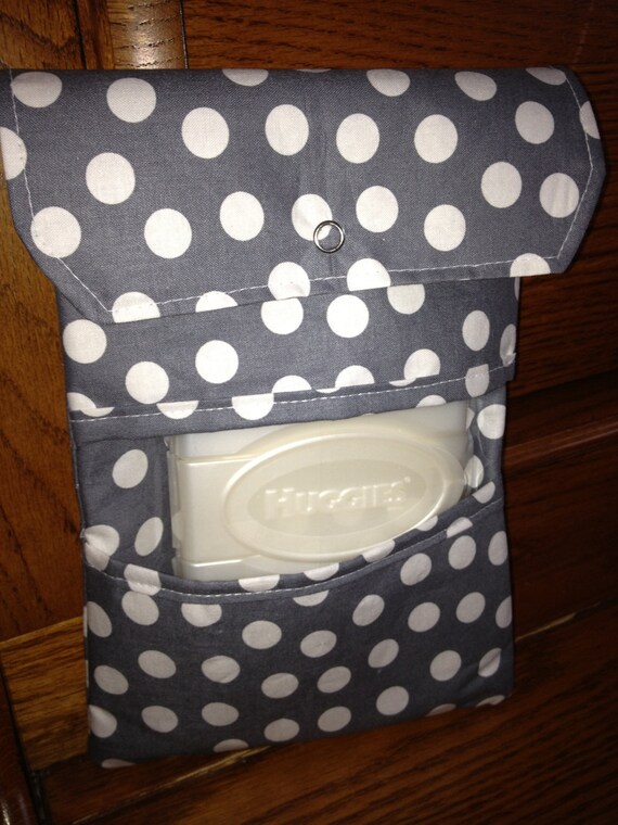 Easy Wipe Diaper Clutch White dots on Grey Come by babybibboot