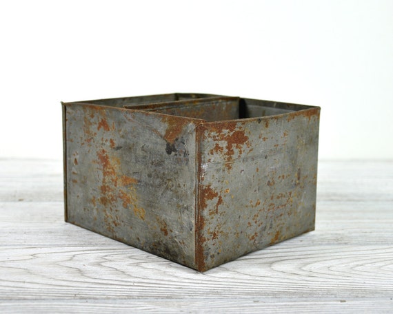 Vintage Metal Storage Bin Industrial Storage