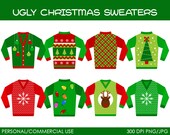 Ugly Christmas Sweaters Clipart - Digital Clip Art Graphics for Personal or Commercial Use Il_170x135