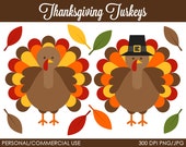 Thanksgiving Turkeys Clipart - Digital Clip Art Graphics for Personal or Commercial Use Il_170x135