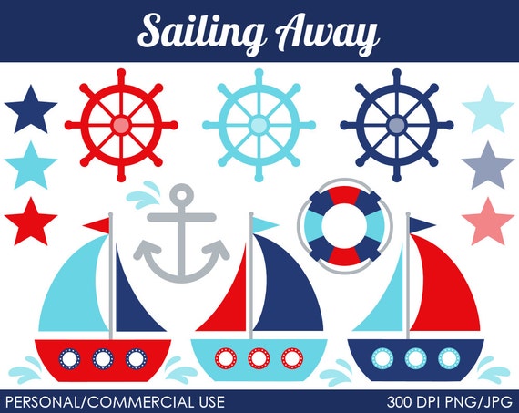 Sailing Away Clipart - Digital Clip Art Graphics for Personal or Commercial Use Il_570xn