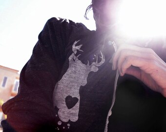 XL Deer Hoodie - Unisex - Bambi - Small, Medium, Large, Extra Large, 2X - Clothing - Eco Friendly Fashion