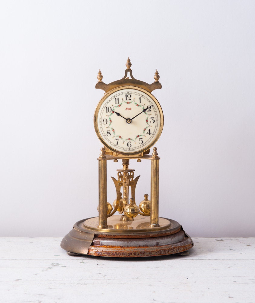 Vintage Kundo Brass Anniversary Clock Kieninger Obergfell 400