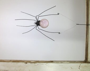 Pale Pink Sun Catcher Window Spider Hanging Art, Made to Order