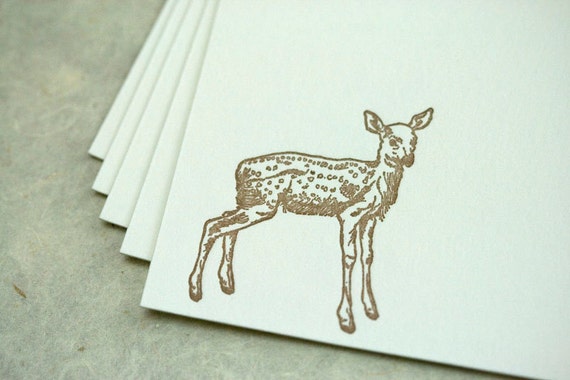 Letterpress note cards 10 pk - Fawn
