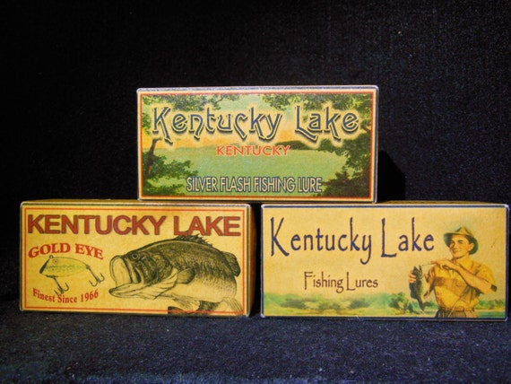 Kentucky Lake house fishing lure boxes cabin decor