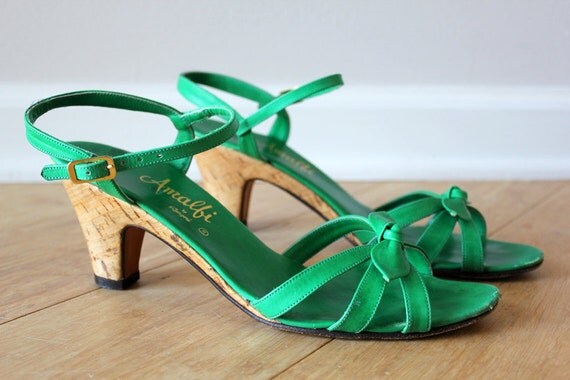 strappy emerald green heels