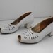 Vintage 30s Shoes White Heels Spectator Peep Toe Cutout 1930s
