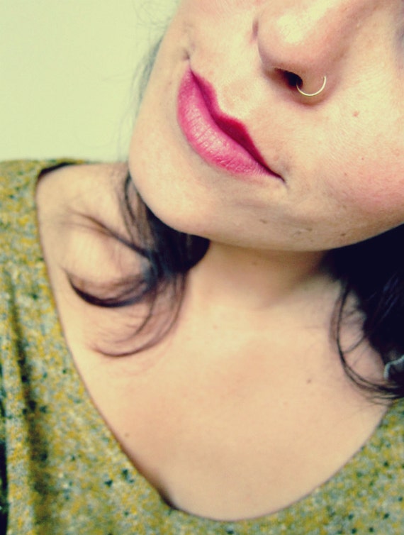 24 gauge solid 14k rose gold nose ring delicate and discreet 24 gauge solid 14k rose gold nose ring delicate and discreet