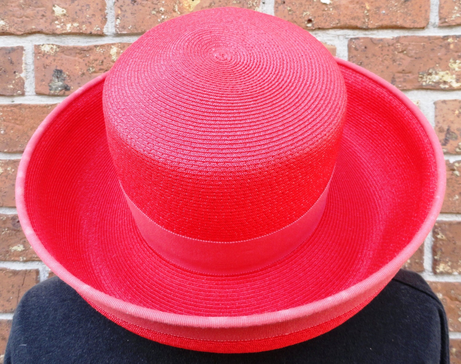 Red Straw Fedora Hat United Hatters Cap and Millinery Union