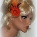 Orange Ranunculus FLower Bridal Fascinator - flower fascinator, head piece wedding clip, womens, girls