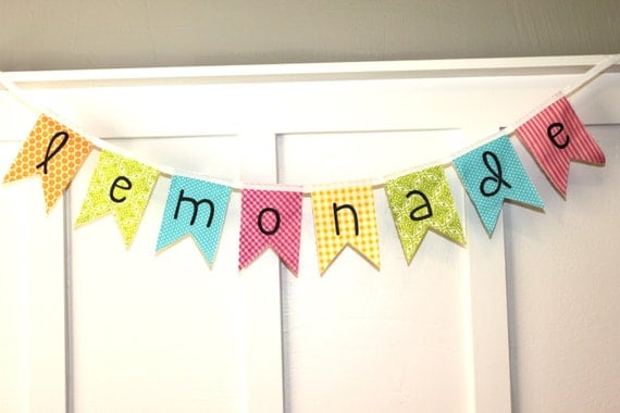 Small Fabric Bunting - Lemonade in Tropical Il_570xn