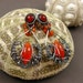 Unique wire wrap jewelry , fashion fine earring , wire wrapped gesmtone earring , orange retro earring , sterling silver jewelry