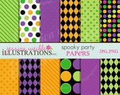 Spooky Party Cute Digital Papers Backgrounds for Invitations, Card Design, Scrapbooking, and Web Design Il_170x135