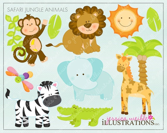 safari jungle animals cute digital clipart - photo #3