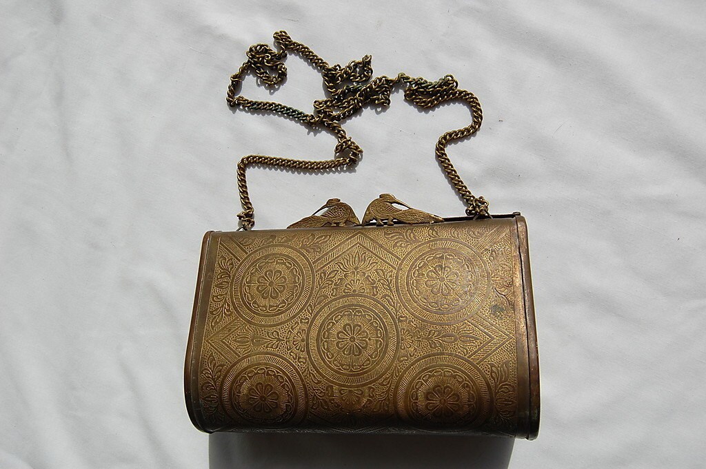 1930's....Vintage Metal Purse with Peacock Clasp by yesteryearglam
