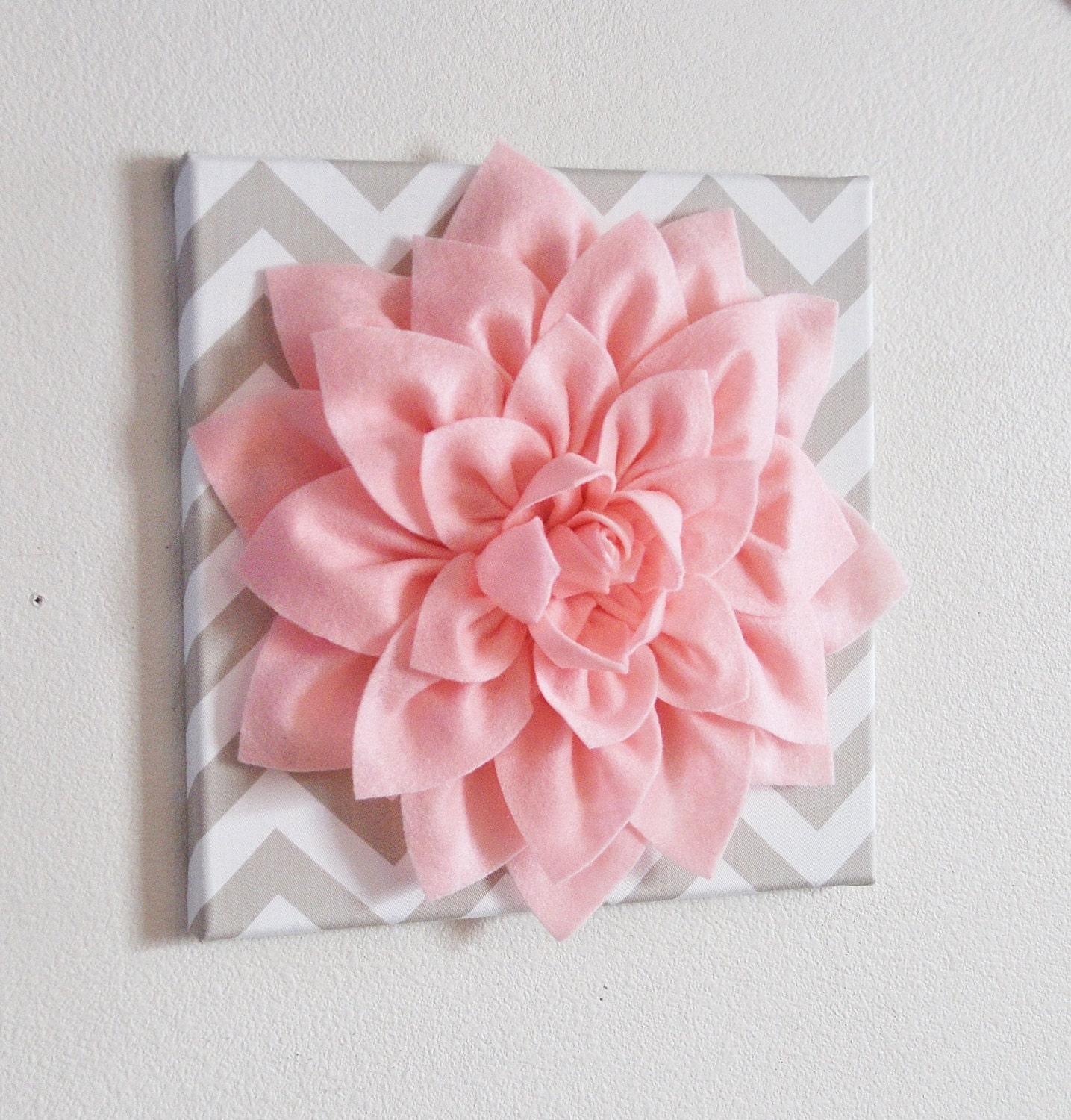 Light Pink Wall Flower Light Pink Dahlia on Taupe and White