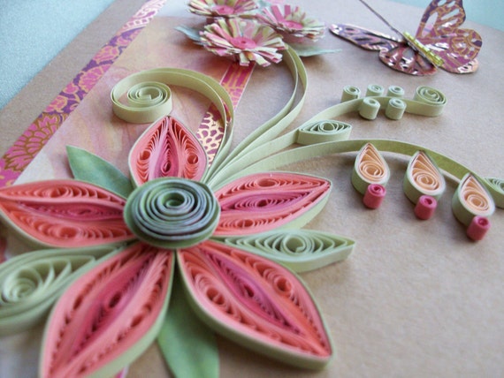 Quilled Flower Greeting Card and Spiral Flowers Reserved for