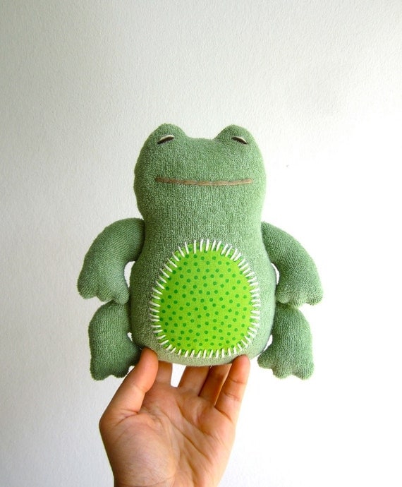 Frog organic frog green cuddly plush soft child baby