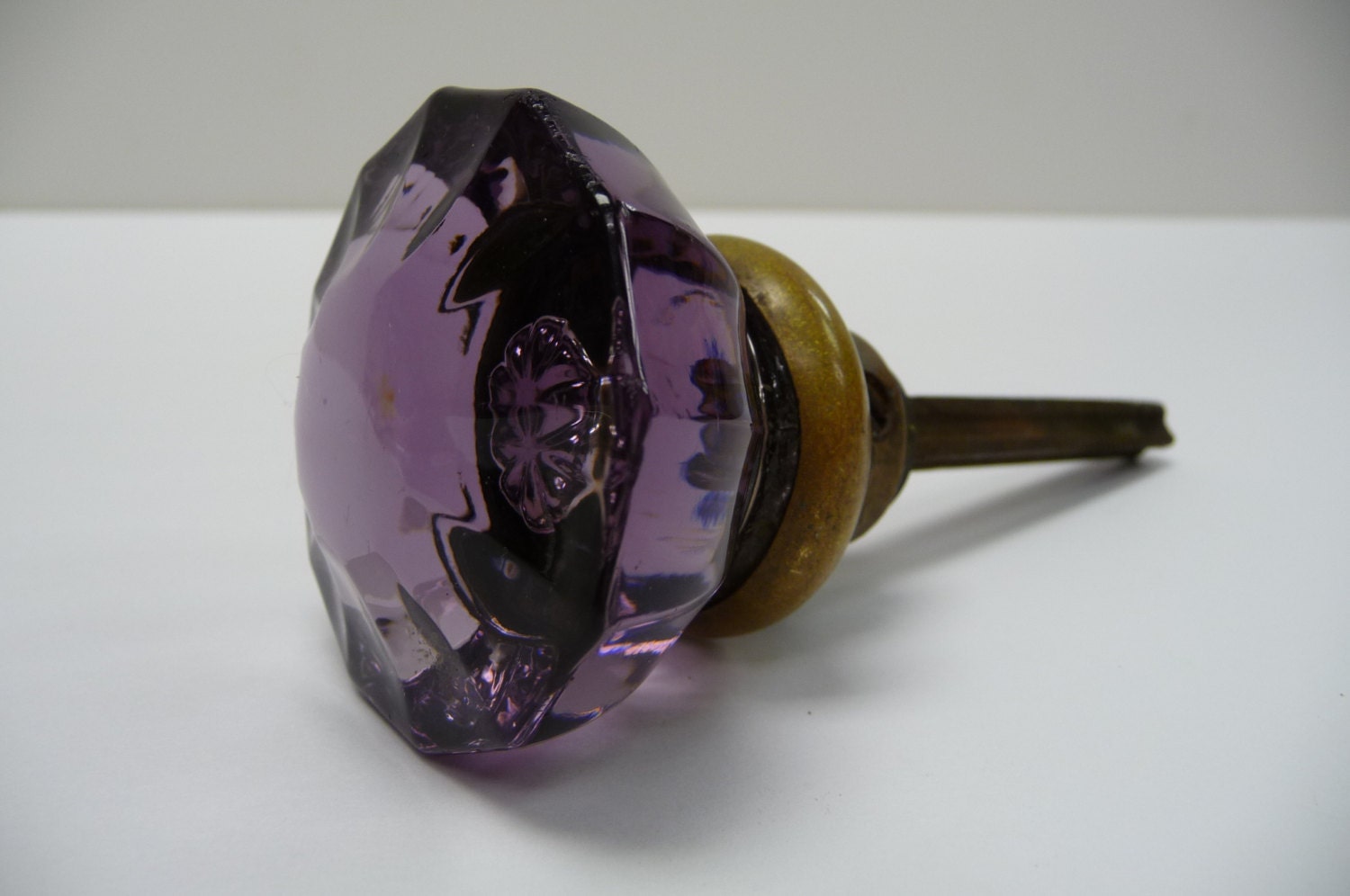 Vintage door knob Purple glass Amethyst handle Restoration