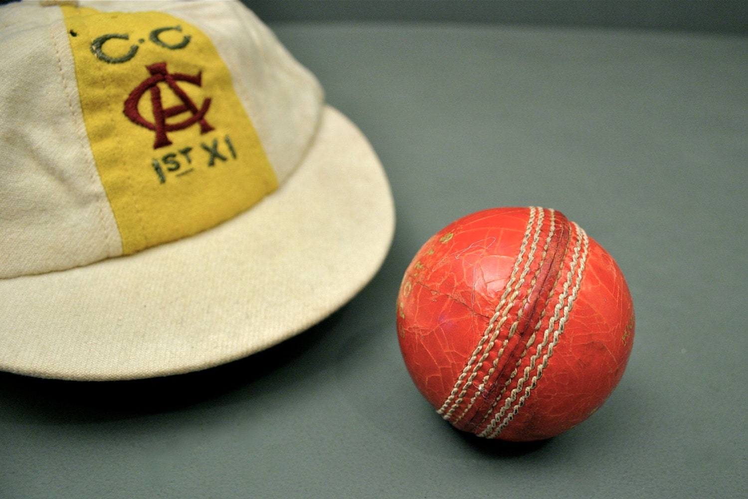 Vintage Cricket Ball from England Red Leather