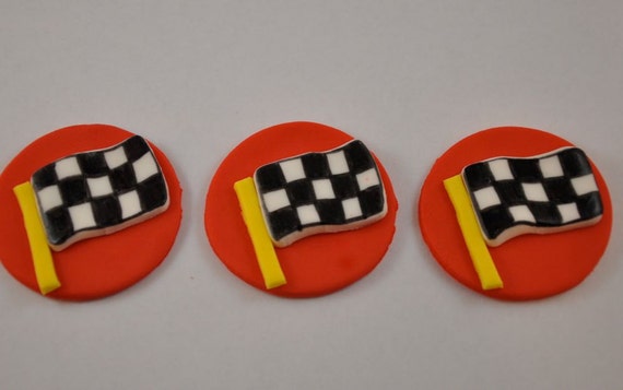 Items similar to Checkered Flag Racing Fondant Cupcake or Cookie ...