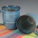 Two 14 oz Blue Handmade Pottery mugs