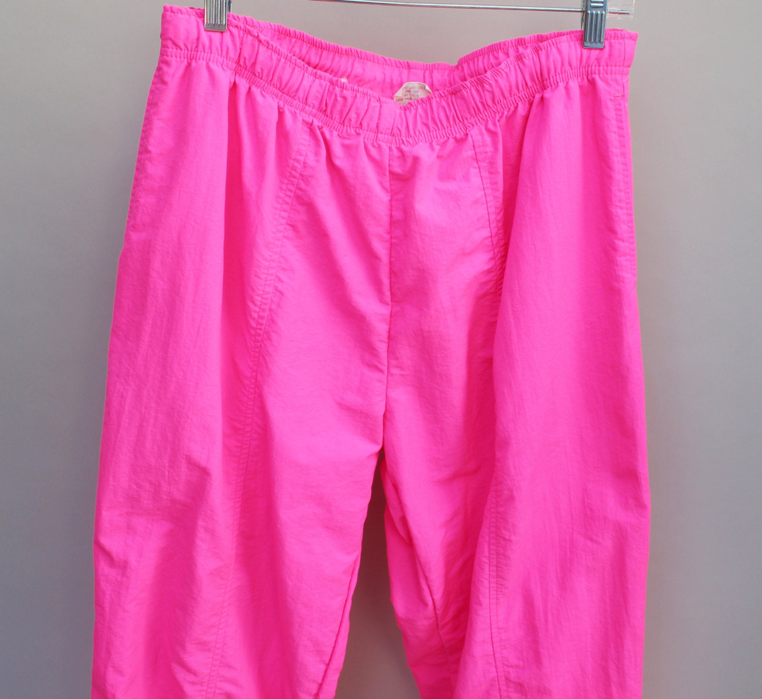 80s vintage neon track pants zipper ankles bright pink