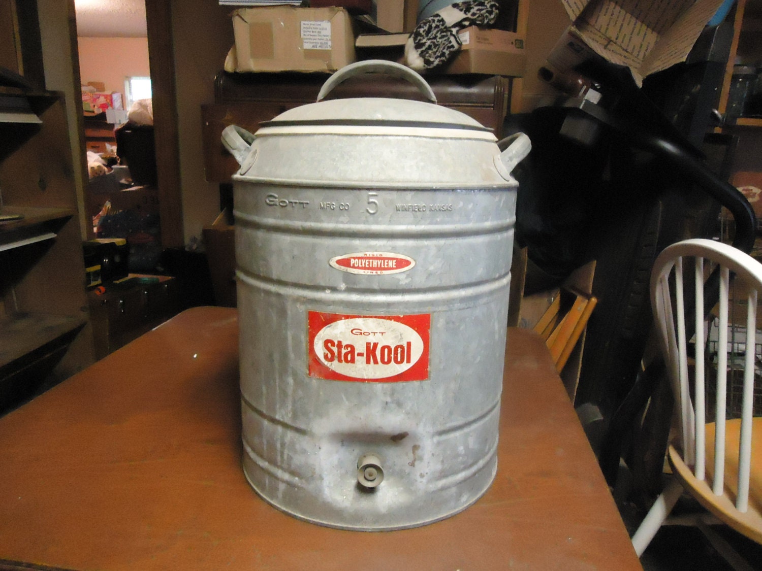 Vintage Galvanized Gott Sta Kool 5 Gallon Metal Water Cooler