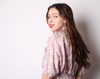 Vintage Spring Pastel Floral 1970s Dress / Dress / Dresses / Floral Dress / Pastel Floral / Soft Grunge / 1850