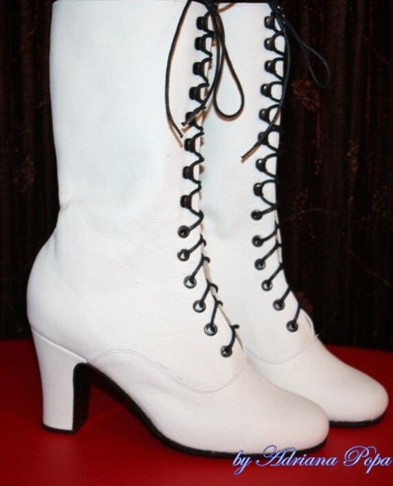 white victorian boots wedding