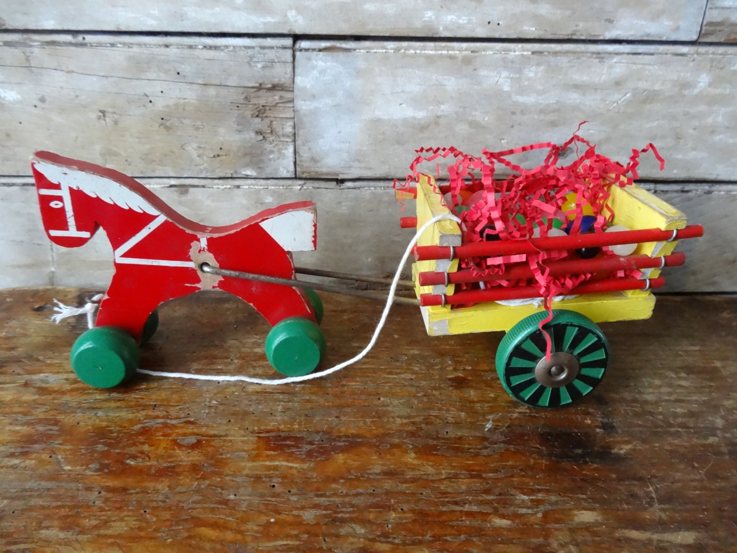 Vintage Brio Sweden Horse and Cart Toy 1950 to 60's
