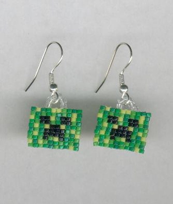 Minecraft Creeper Beaded Earrings