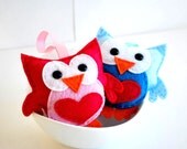 Christmas Ornament Plush Toy,Set of 2 Felt Owl Plush Toys , Handstitched, Handmade Toy made to order A125 Il_170x135