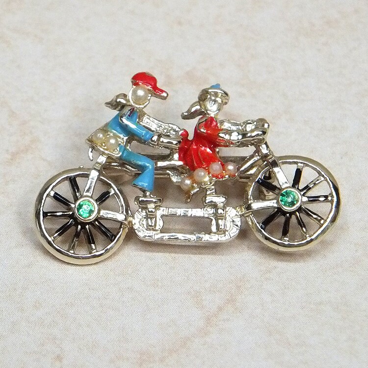 A Bicycle Built for Two. Vintage Collectors Figural Enamel