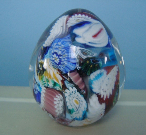 On Hold..Vintage Murano Glass Egg Paperweight Italy by Dealer94