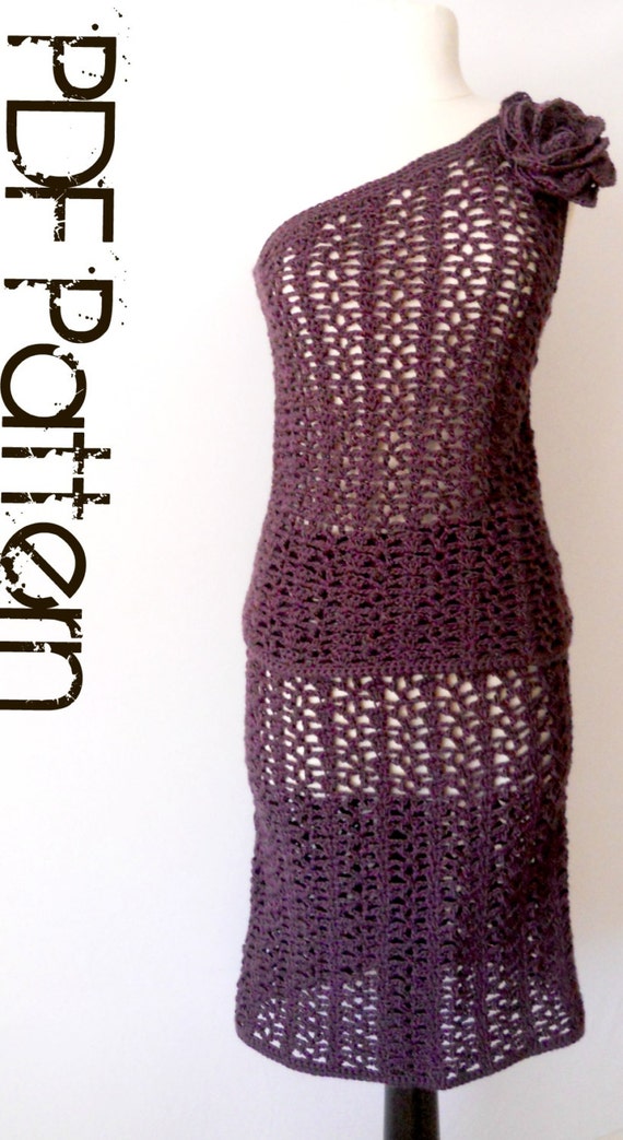 Crochet Skirt & Top Pattern-Cold Shoulder Set-Includes Plus Sizes PDF Pattern