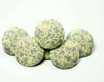 Elegant Baroque Floral Pattern Dull Purple Fabric Buttons,1 inch. (6 in a set)