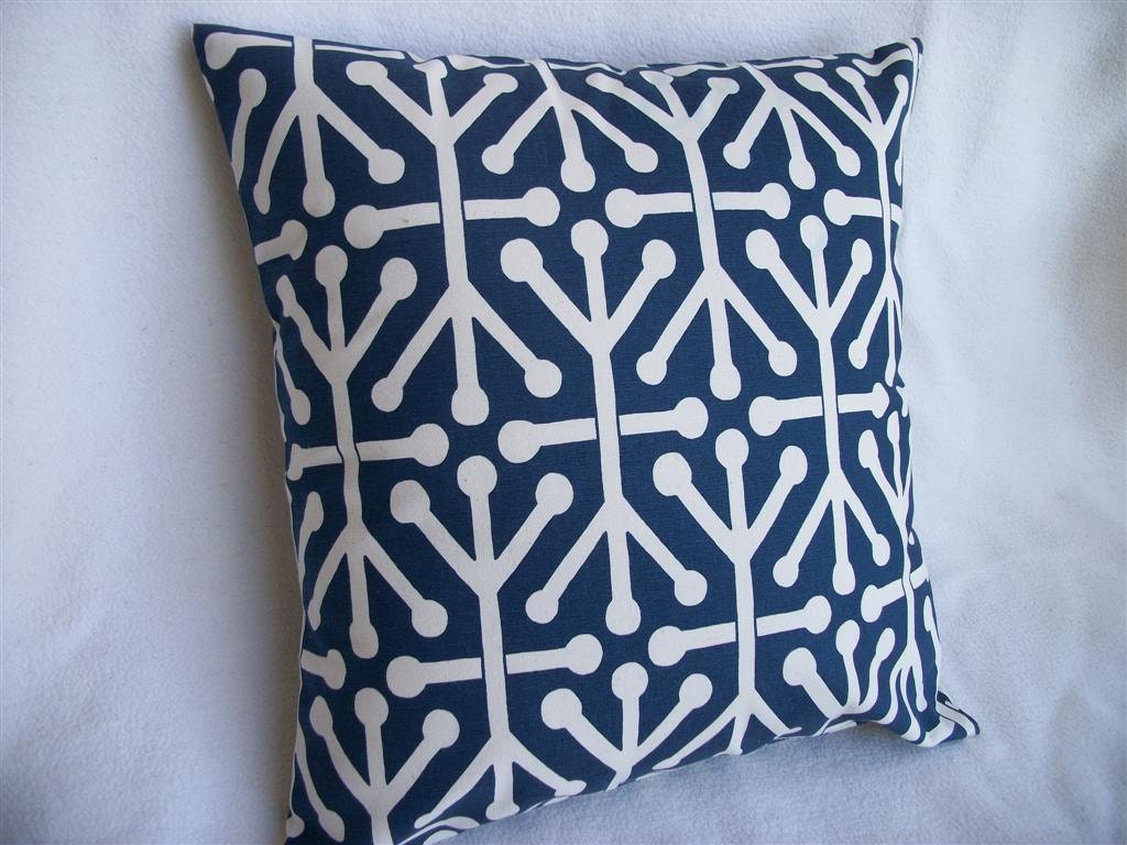 Navy Geometric Pillow Cover 18 x 18 Navy Blue Natural