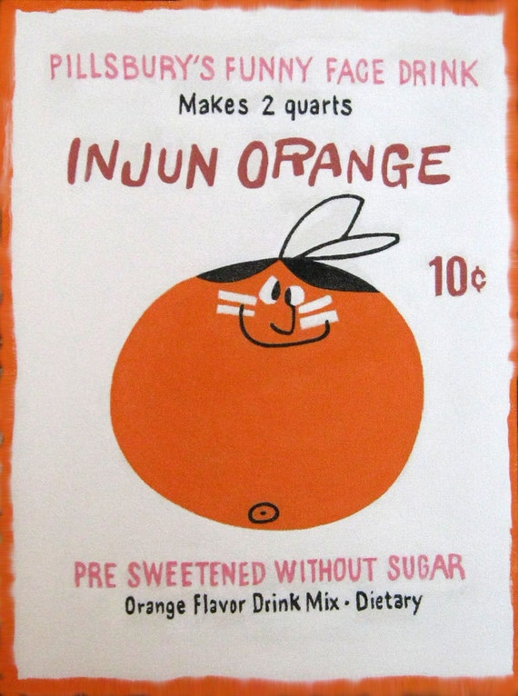 injun orange pillsbury funny face drink painting