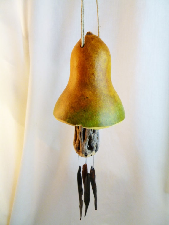 Obsidian Wind Chimes With Small Gourd Mushroom Cholla Obsidian Wind Chimes With Small Gourd Mushroom Cholla Yellow Green