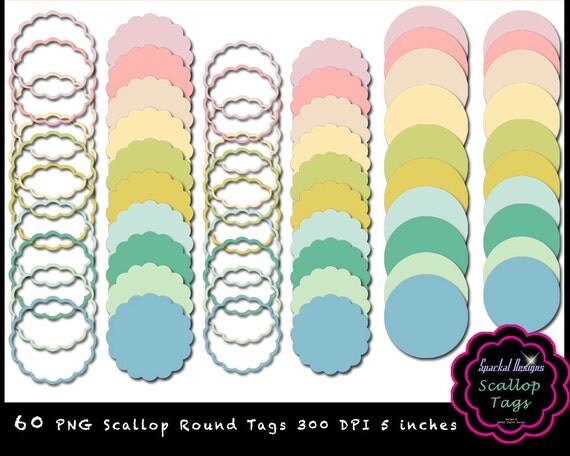 Scallop Tag Build a tag clip art digital frame clipart Invitation clip art digital frames printable label clip art gift tag Instant Download Il_570xn