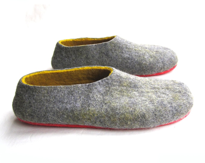 Mens House Slippers, Boiled Wool Slippers Felted Slippers, Warm Slippers, Natural Slippers With 7 Color Rubber Soles, Boyfriend Gift For Him